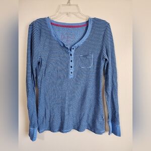 Women's Blue Stripe Long Sleeve Tee